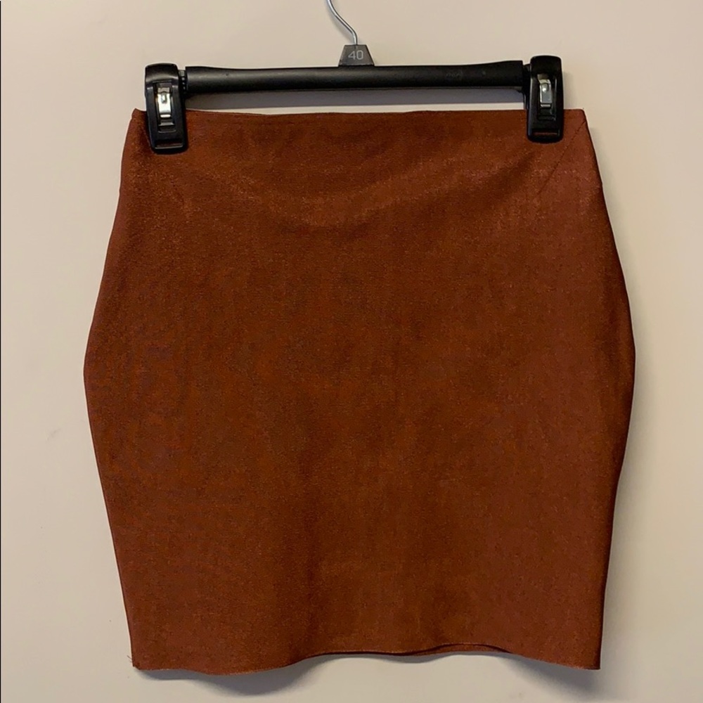 Wow Couture Brown Mini Bandage Skirt